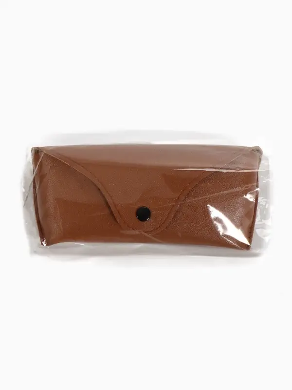 Футляр для очков на кнопке, 16&times;3.5&times;6.5 см, коричневый