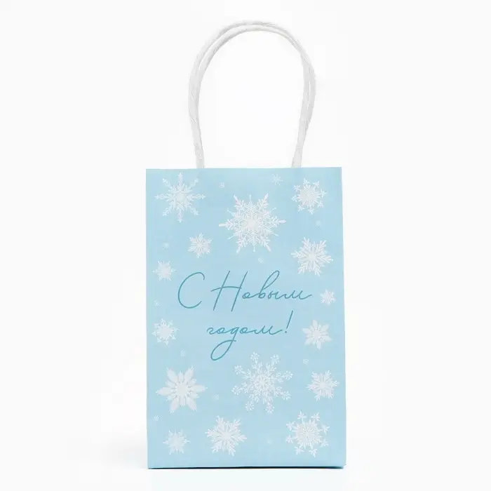 Пакет подарочный новогодний «С Новым годом», снежинки, белый крафт, 15 х 10 х 6 см Пакет подарочный новогодний «С Новым годом», снежинки, белый крафт, 15 х 10 х 6 см