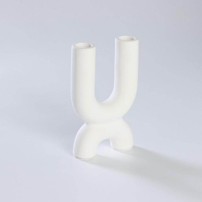 Подсвечник керамический «Скандинавия», 10,5×17 см, горлышко d=2,4 см, цвет белый