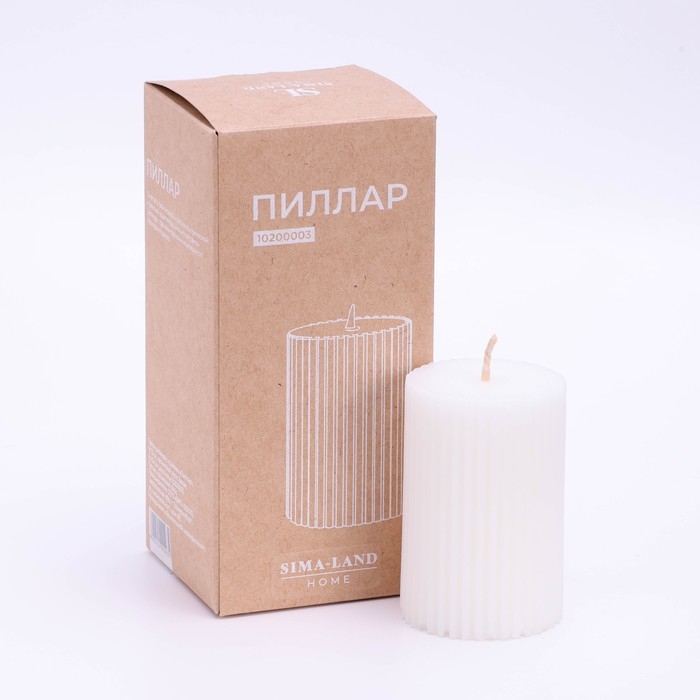 Свеча-цилиндр с гранями,5х7,5 см, пальмовый воск, белая, 6 ч Sima HOME Свеча-цилиндр с гранями,5х7,5 см, пальмовый воск, белая, 6 ч Sima HOME