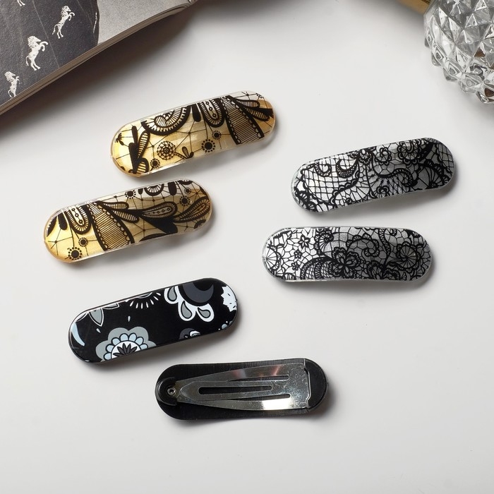 Невидимка для волос  Невидимка для волос "Герти" (набор 6 шт) грация узоры, 5,5 см