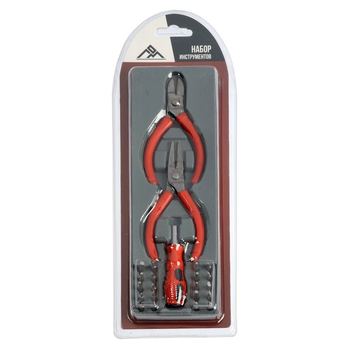Набор инструментов ЛОМ mini, плоскогубцы, бокорезы, держатель с набором бит, 23 предмета Набор инструментов ЛОМ mini, плоскогубцы, бокорезы, держатель с набором бит, 23 предмета