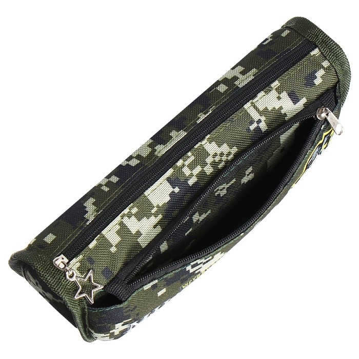 Пенал мягкий 2 отделения, 80 х 210 х 65 мм, объёмный, Calligrata Пенал мягкий 2 отделения, 80 х 210 х 65 мм, объёмный, Calligrata "Миллитари", зелёный