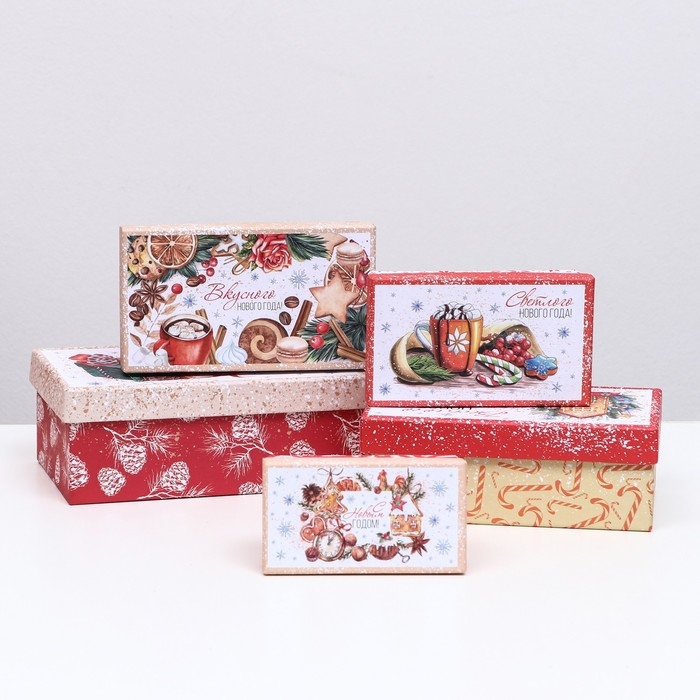 Набор подарочных новогодних коробок 10 в 1 "Исполнения желаний", 30 х 19 х 11,5 - 11 х 6 х 4 см. Новый год
