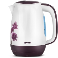 Чайник электрический Vitek VT-7061, пластик, 1.7 л, 2200 Вт, бело-фиолетовый с рисунком