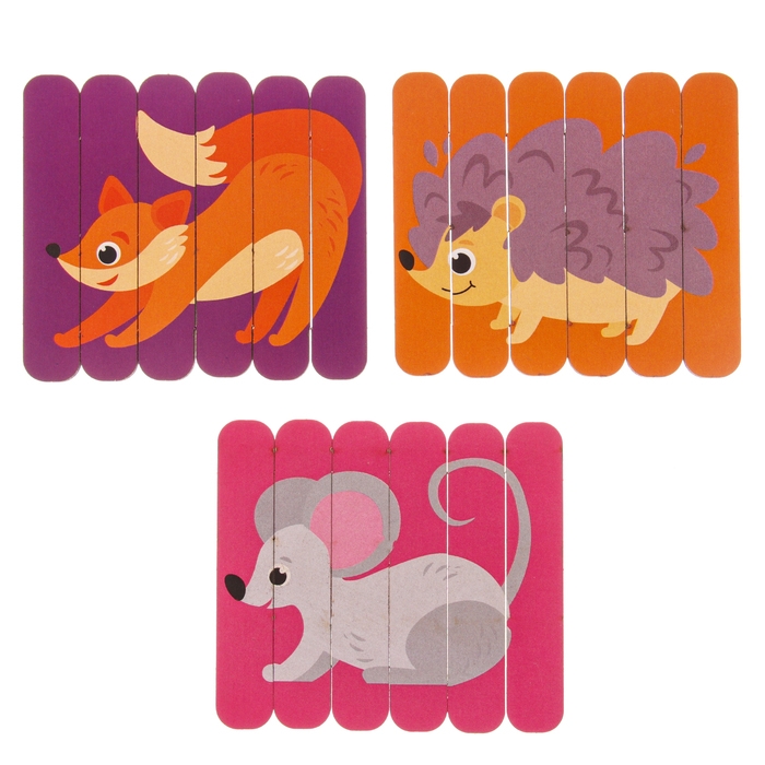 Головоломка. Собери 6 картинок «Лес», двусторонние палочки Головоломка. Собери 6 картинок «Лес», двусторонние палочки