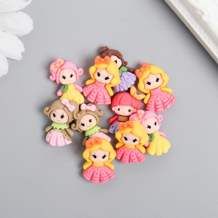Декор для творчества пластик Декор для творчества пластик "Малышки в платьицах" набор 10 шт МИКС 2,1х1,4 см