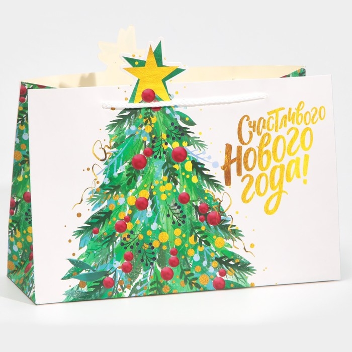 Пакет подарочный новогодний «Звезда», 30 х 23 х 10 см, Новый год Пакет подарочный новогодний «Звезда», 30 х 23 х 10 см, Новый год