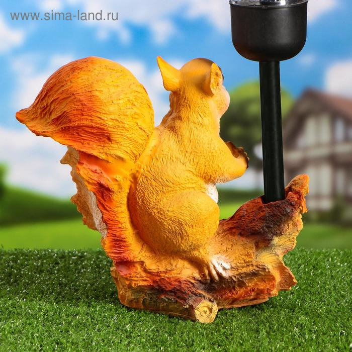 Садовый фонарь  Садовый фонарь "Белка с орешком под фонарем" 24х24см