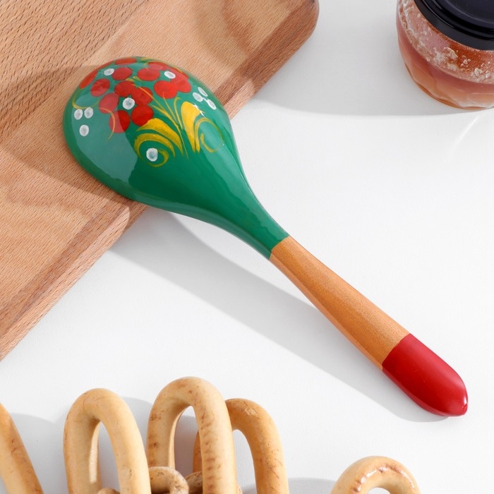 Ложка &laquo;Зеленушка&raquo;, салатная, 6&times;21, хохлома
