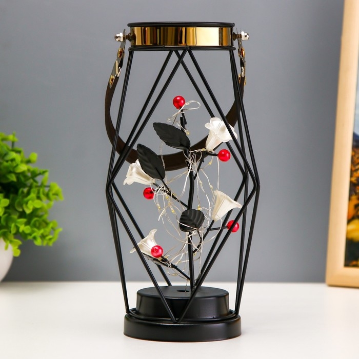 Ночник Ночник "Цветы" LED от батареек ААА чёрный 16х16х25 см RISALUX