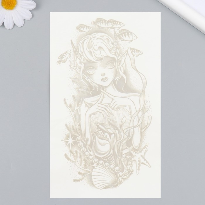 Татуировка на тело синяя Татуировка на тело синяя "Подводная девочка" 18х11 см