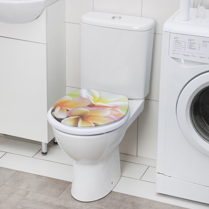 Сиденье для унитаза с крышкой «Плюмерия», 40×37 см Сиденье для унитаза с крышкой «Плюмерия», 40×37 см