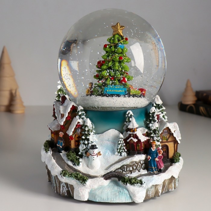 Сувенир полистоун водяной шар музыка, свет Сувенир полистоун водяной шар музыка, свет "Снежный город" крутится d=12 см 16х15,5х19,5 см 103344
