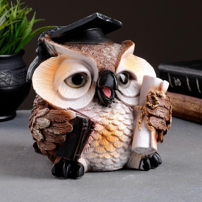 Фигура  Фигура "Сова ученая" коричневая, 18х17х19см