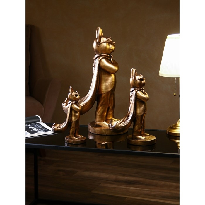 Набор подставок для мелочей «Бульдог стоящий», полистоун, 58 см, цвет золото Набор подставок для мелочей «Бульдог стоящий», полистоун, 58 см, цвет золото