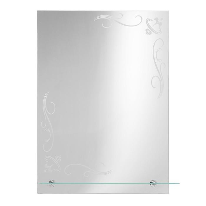 Зеркало, настенное, с пескоструйной графикой, с полочкой, 52×70 см Зеркало, настенное, с пескоструйной графикой, с полочкой, 52×70 см