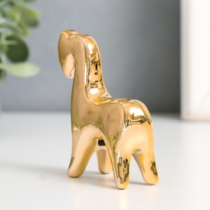 Сувенир керамика Сувенир керамика "Лошадка с опущенной головой" золото 2,5х6,5х7 см