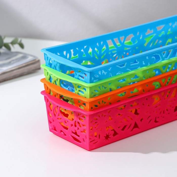 Корзина для хранения «Птицы», пластик, 25×8,5×5 см, цвет МИКС Корзина для хранения «Птицы», пластик, 25×8,5×5 см, цвет МИКС