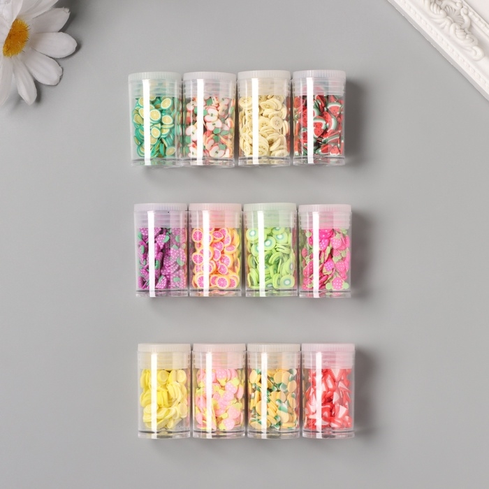 Декор для творчества в банке Декор для творчества в банке "Фруктики и камешки" набор 12 шт 13,4х8,8х3 см