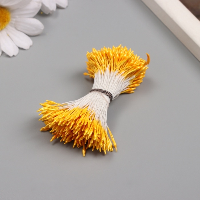 Тычинки для искусственных цветов глянец "Рисинки"  светло-оранжевый набор 360 шт длина 6 см    10705