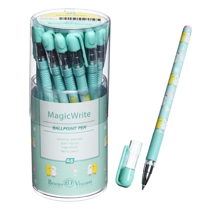 Ручка шариковая BrunoVisconti MagicWrite Ручка шариковая BrunoVisconti MagicWrite "Обнимашки. Цыплята", узел 0.5 мм, синие чернила, матовый корпус Soft Touch