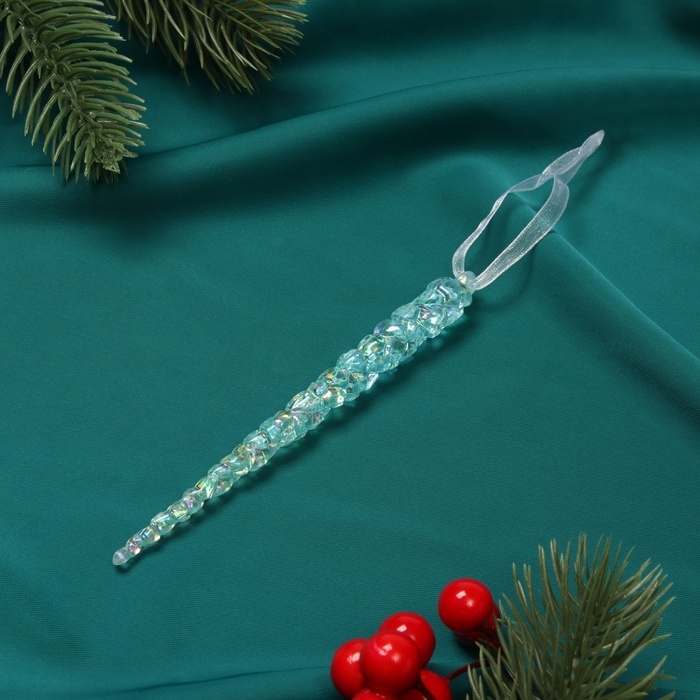 Украшение ёлочное Украшение ёлочное "Сосулька" 14,5х1 см, голубой перелив