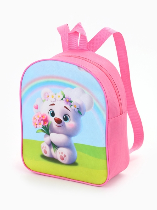 Рюкзак детский 22*8,5*25,5, отд на молнии, медведь розовый