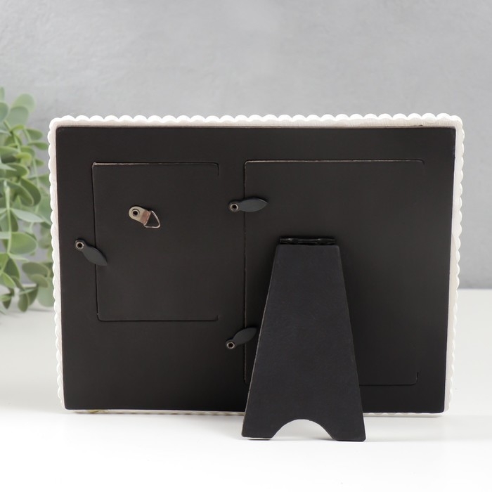 Фоторамка полистоун на 2 фото 6х9, 9х13 см  Фоторамка полистоун на 2 фото 6х9, 9х13 см "Кружево и букет с розами" стразы 17,5х21,5 см