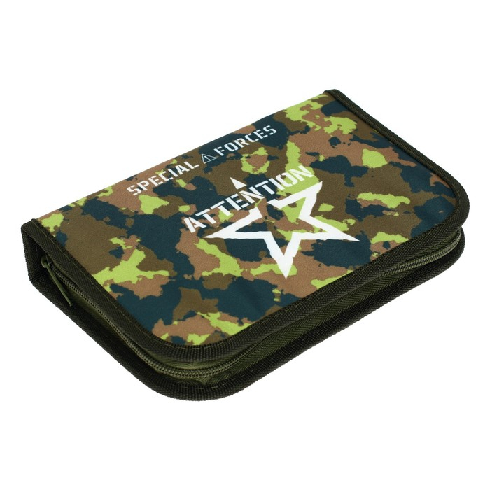 Пенал 1 секция, 130 х 210 х 40 мм, 2 откидные планки, тканевый, Calligrata TOP, Content Пенал 1 секция, 130 х 210 х 40 мм, 2 откидные планки, тканевый, Calligrata TOP, Content "Камуфляж"