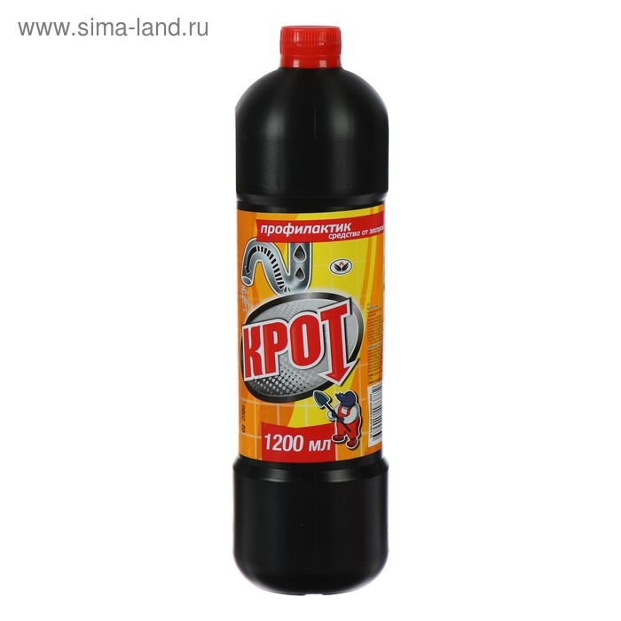 Средство от засоров в канализационных трубах  Средство от засоров в канализационных трубах "Крот", 1200 мл