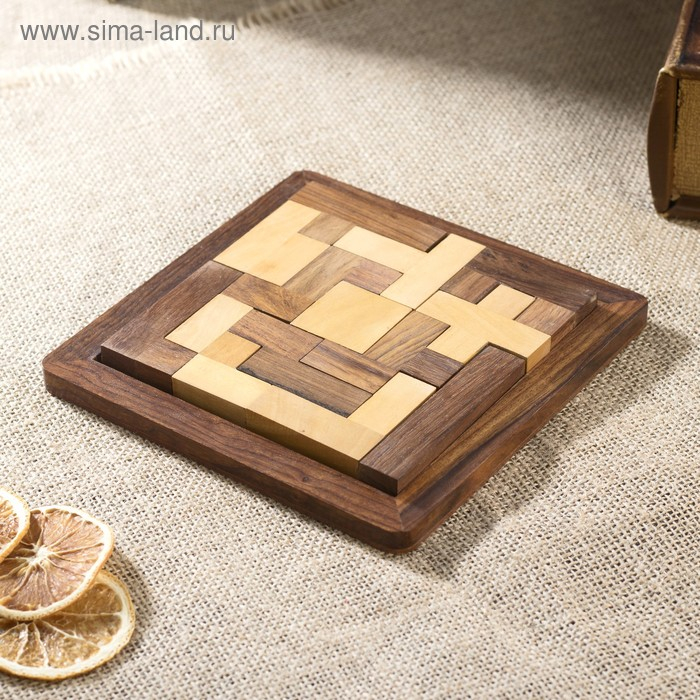 Игра настольная головоломка 16х16х2 см, дерево шишам Игра настольная головоломка 16х16х2 см, дерево шишам