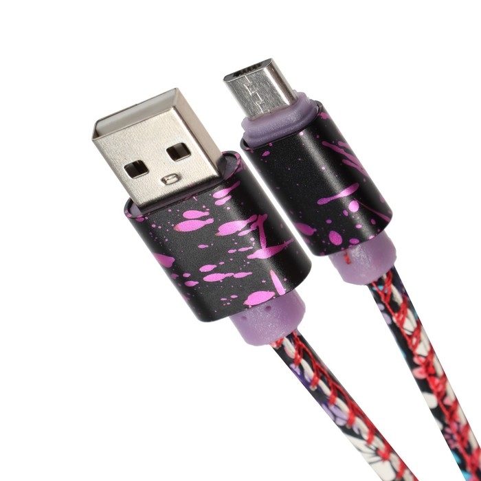 Кабель Luazon, microUSB - USB, 2.4 A, 1 м, оплётка экокожа, разноцветный Кабель Luazon, microUSB - USB, 2.4 A, 1 м, оплётка экокожа, разноцветный