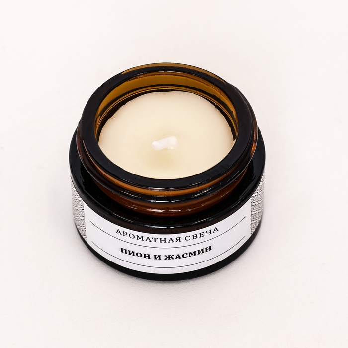Свеча ароматическая в банке  Свеча ароматическая в банке "Пион и жасмин", соевый воск, 12 г