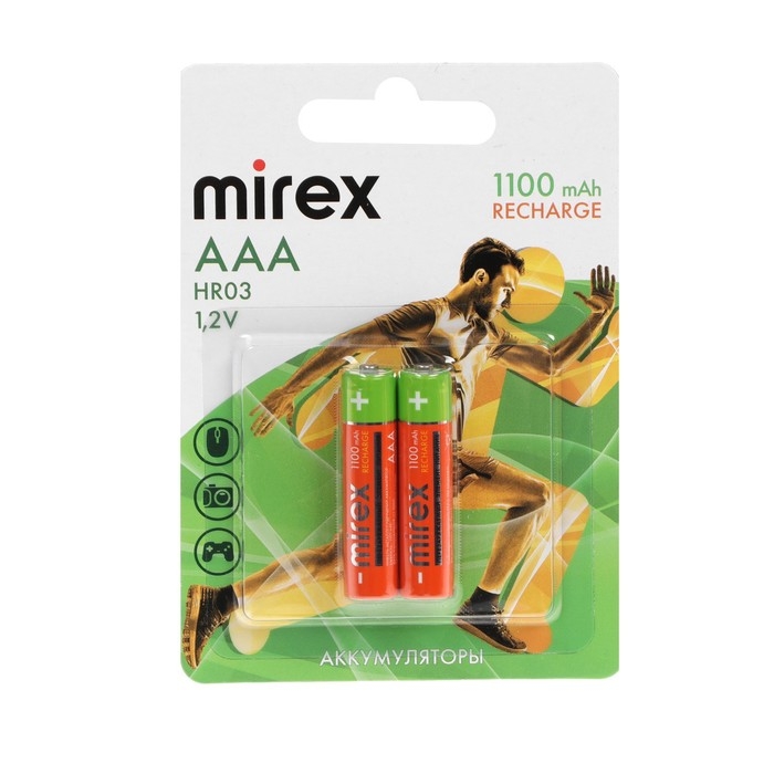Аккумулятор Mirex, Ni-Mh, AAA, HR03-2BL, 1.2В, 1100 мАч, блистер, 2 шт. Аккумулятор Mirex, Ni-Mh, AAA, HR03-2BL, 1.2В, 1100 мАч, блистер, 2 шт.