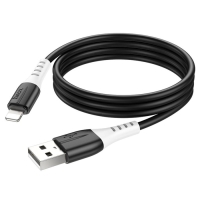 Кабель Hoco X82, Lightning - USB, 2.4 А, 1 м, оплётка силикон, чёрный