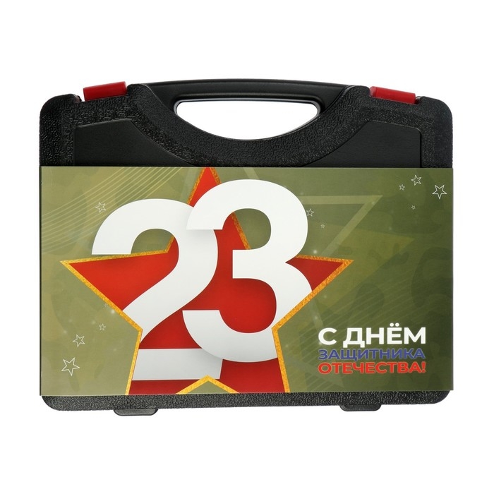 Набор инструментов в кейсе ТУНДРА Набор инструментов в кейсе ТУНДРА "23 ФЕВРАЛЯ", в подарочной упаковке, 11 предметов