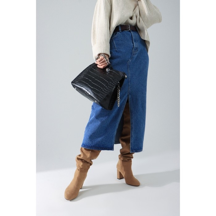 Сумка-тоут на молнии, цвет чёрный