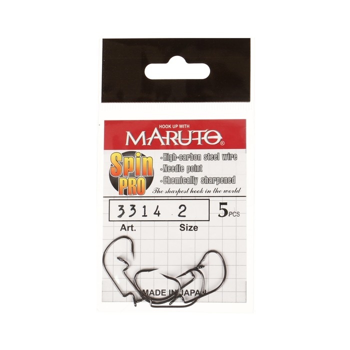 Крючки офсетные Maruto, серия Spin Pro 3314, цвет BN, № 2, 5 шт. Крючки офсетные Maruto, серия Spin Pro 3314, цвет BN, № 2, 5 шт.