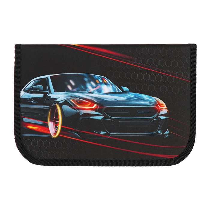 Пенал 1 секция 140 х 210 х 40 мм, откидной карман и косметичка, тканевый, Calligrata TOP Content Пенал 1 секция 140 х 210 х 40 мм, откидной карман и косметичка, тканевый, Calligrata TOP Content "Крутая тачка"