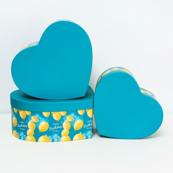 Набор коробок 3 в 1 сердца L:30.5x27.5x13.5 M:27.5x24x11.5 S:24.5x21x10 см