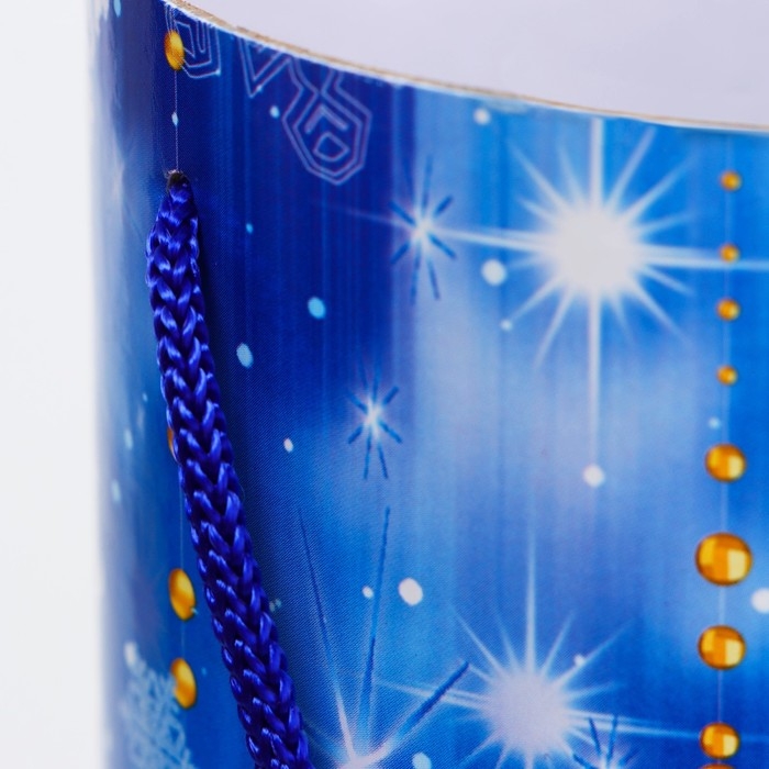 Новый год. Подарочная коробка, тубус «Синие шары» 99х340мм. Новый год. Подарочная коробка, тубус «Синие шары» 99х340мм.