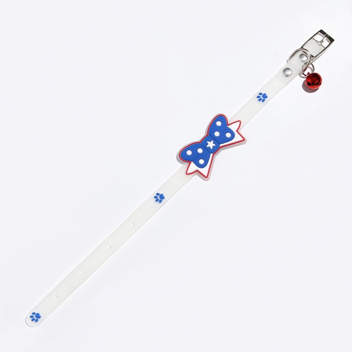 Ошейник Ошейник "Бантик", 28 х 1 см, ОШ 18-24 см, прозрачный/синий