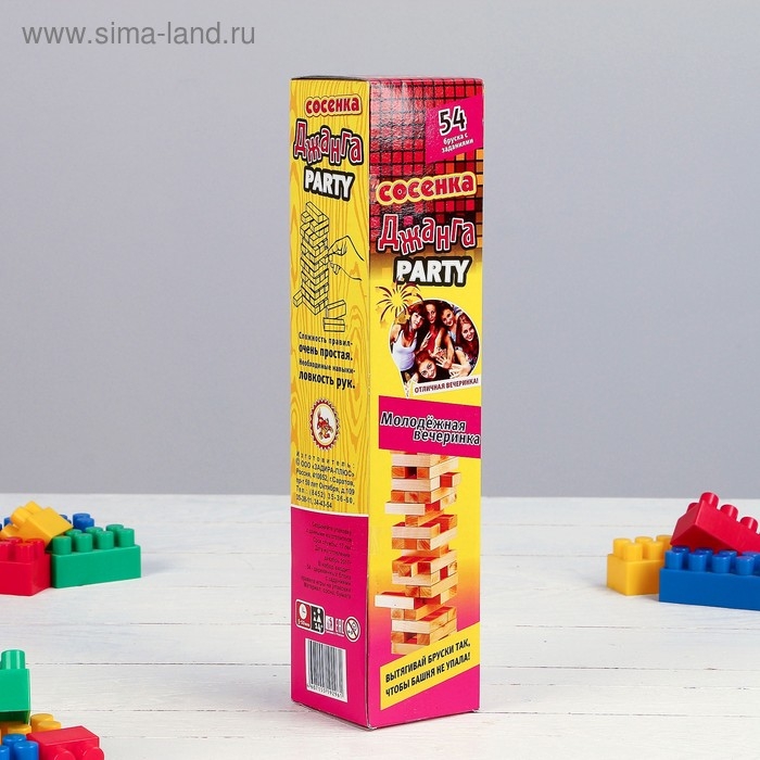 Падающая башня Падающая башня "Молодежная вечеринка" макси, 54 бруска, 33 х 7.5 см