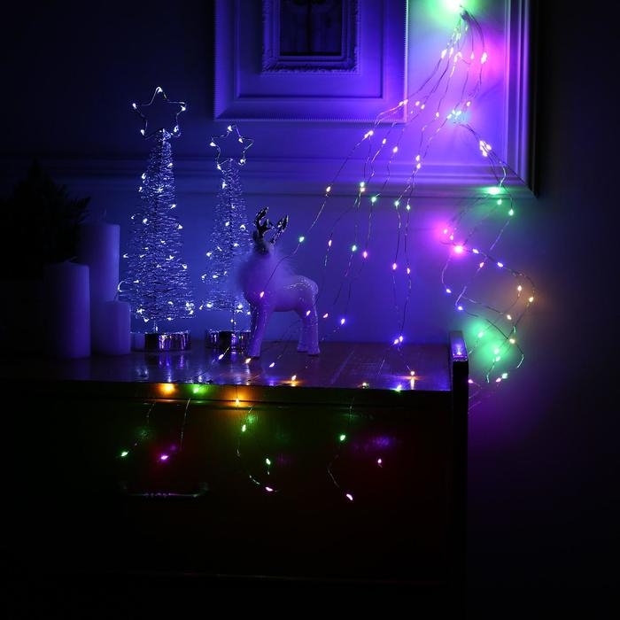 Гирлянда «Конский хвост» 10 нитей по 1 м, IP20, серебристая нить, 100 LED, свечение мульти, 12 В Гирлянда «Конский хвост» 10 нитей по 1 м, IP20, серебристая нить, 100 LED, свечение мульти, 12 В