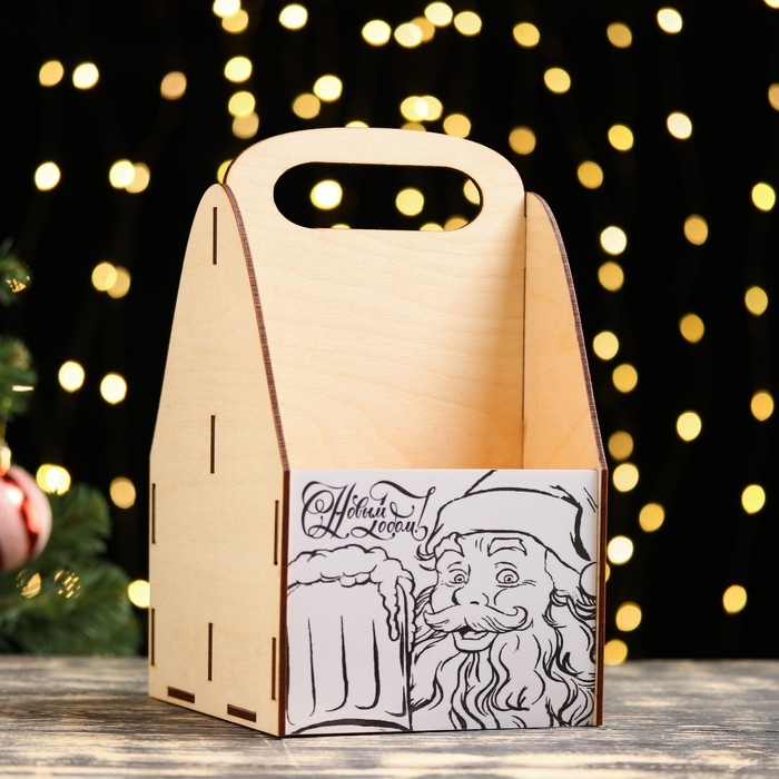 Ящик под пиво  Ящик под пиво "С Новым Годом!" Дед Мороз и кружка