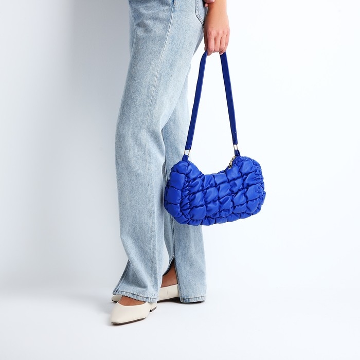 Сумка-багет на молнии, цвет синий Сумка-багет на молнии, цвет синий