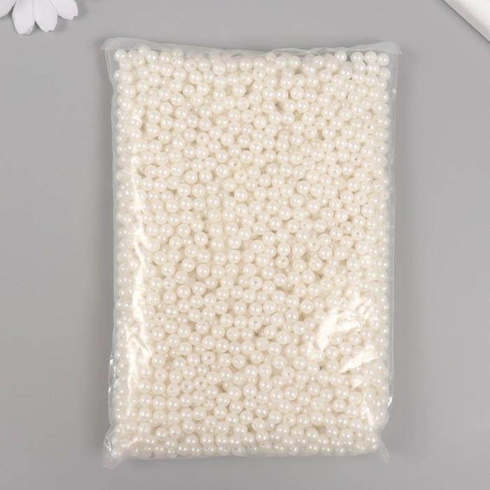 Набор бусин Набор бусин "Жемчуг" d 6 мм, 250 гр, молочный