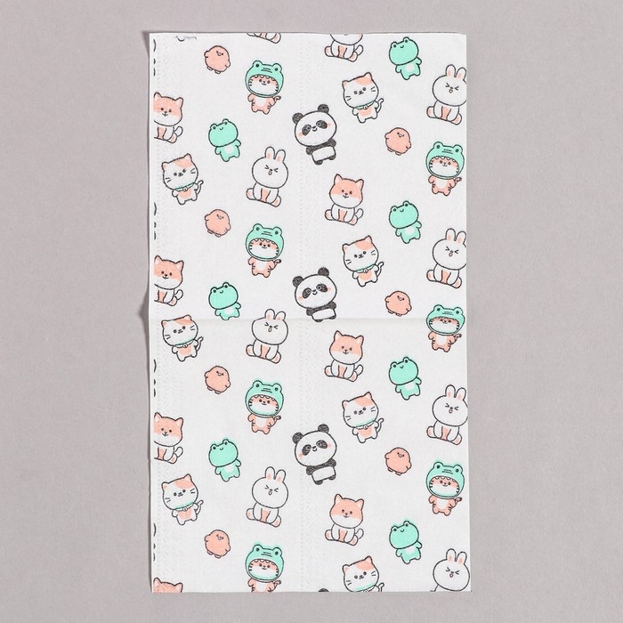 Салфетки бумажные Салфетки бумажные "Звери", 60 шт в пакете, трёхслойные