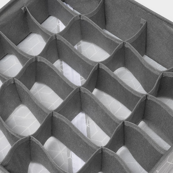 Органайзер для хранения белья Доляна «Фора», 24 ячейки, 30×33×10 см, цвет серый Органайзер для хранения белья Доляна «Фора», 24 ячейки, 30×33×10 см, цвет серый